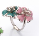 ortensia colori - anello 2 fiori rosa-verde